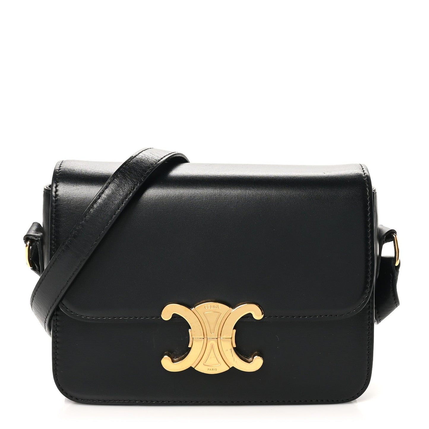 Celine Shiny Calfskin Teen Triomphe Black