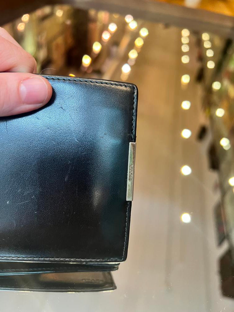 Prada Black Leather Bifold Wallet