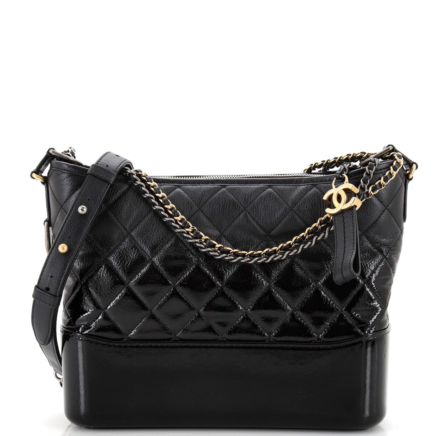 CHANEL Gabrielle Hobo Quilted Goatskin and Patent Medium