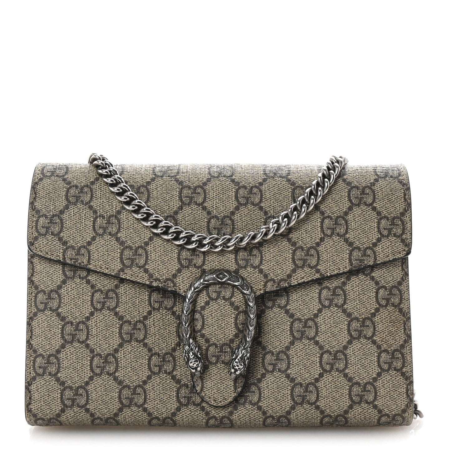 Amelia GG Supreme Monogram Mini Dionysus Chain Wallet Beige Black