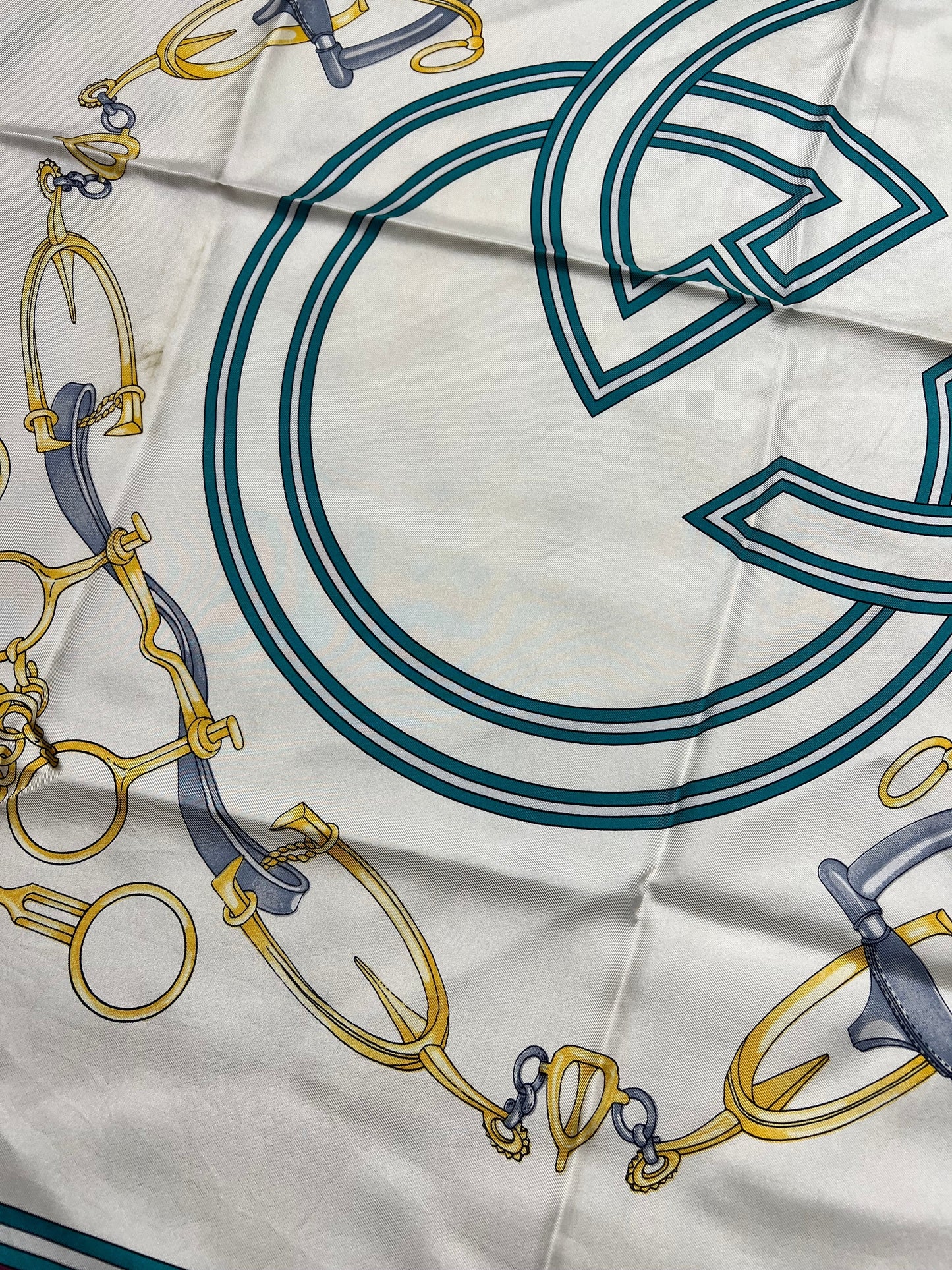 Gucci GG Logo Purple Horsebit Silk Scarf