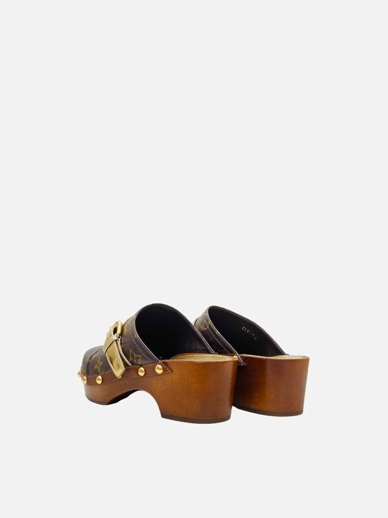 LOUIS VUITTON Canopy Brown & Gold Size EU 36 Clogs