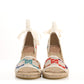 Amelia Linen Psychedelic Mini GG Monogram Ankle Wrap Platform Espadrille Wedge Sandals 39 Multicolor Mystic White