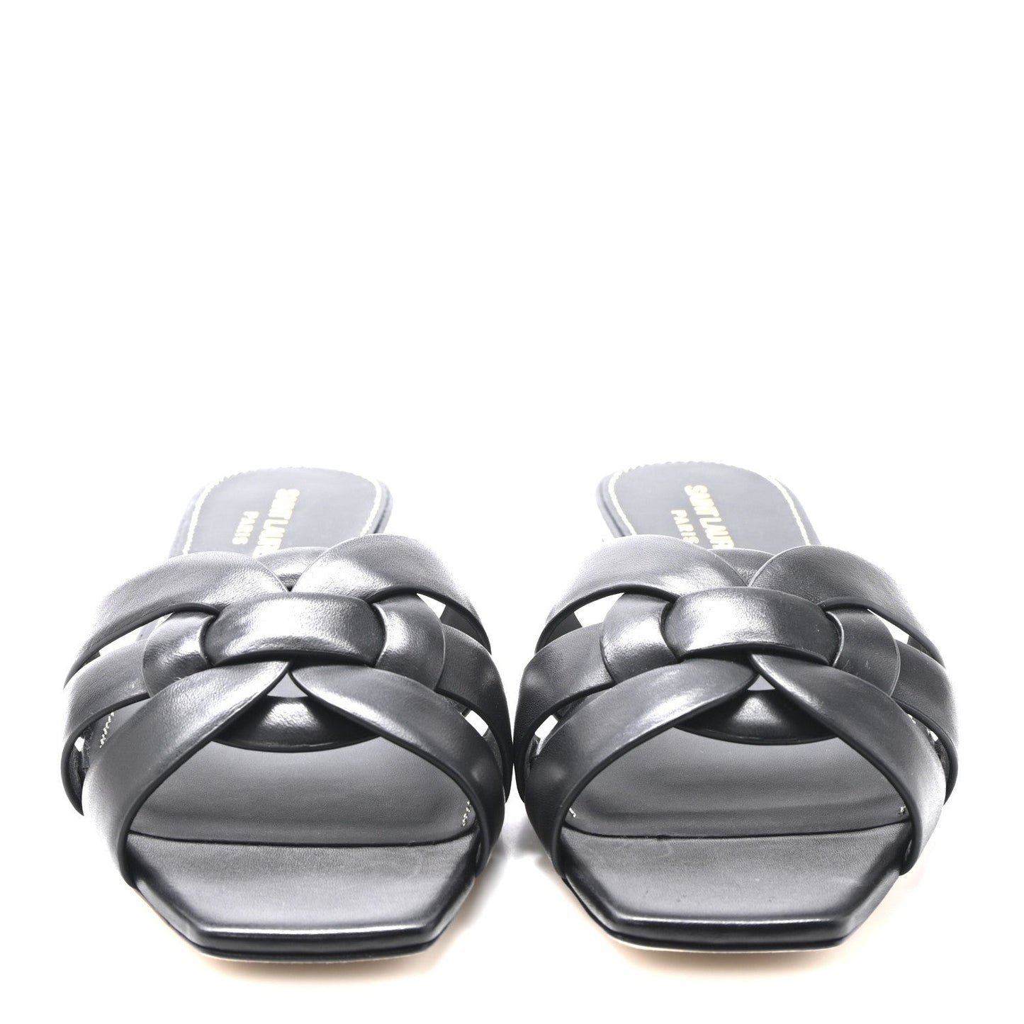 Saint Laurent Calfskin Tribute 05 Slide Sandals 38.5 Black