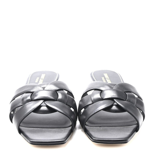 Saint Laurent Calfskin Tribute 05 Slide Sandals 38.5 Black