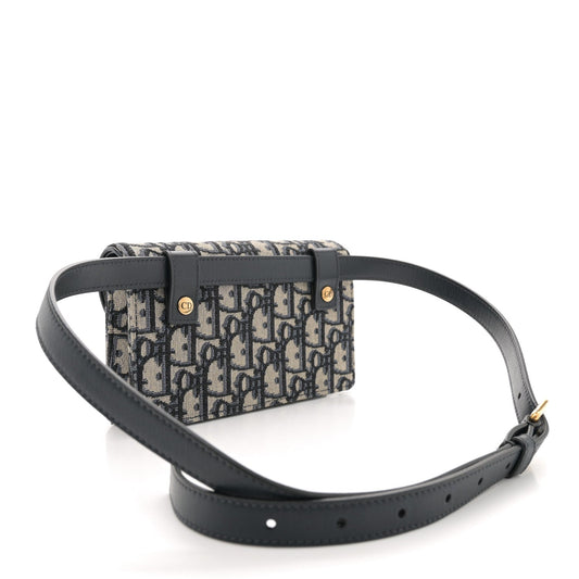 Christian Dior CHRISTIAN DIOR Oblique Saddle Belt Bag Blue