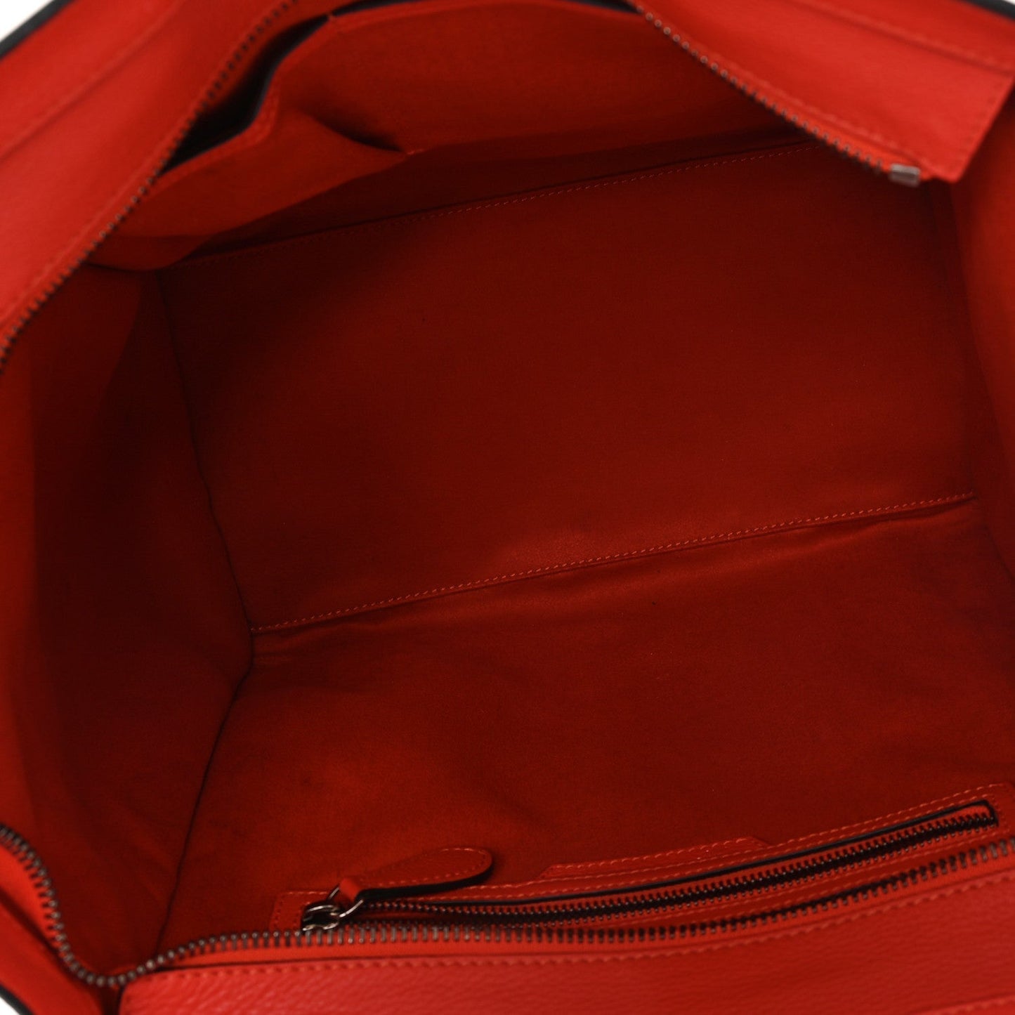 Celine Drummed Calfskin Mini Luggage Coquelicot