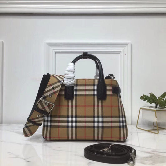 B-Berry - BB  Small Banner Vintage Check And Tote Black For Women, Women’s Bags 10.5in/26cm