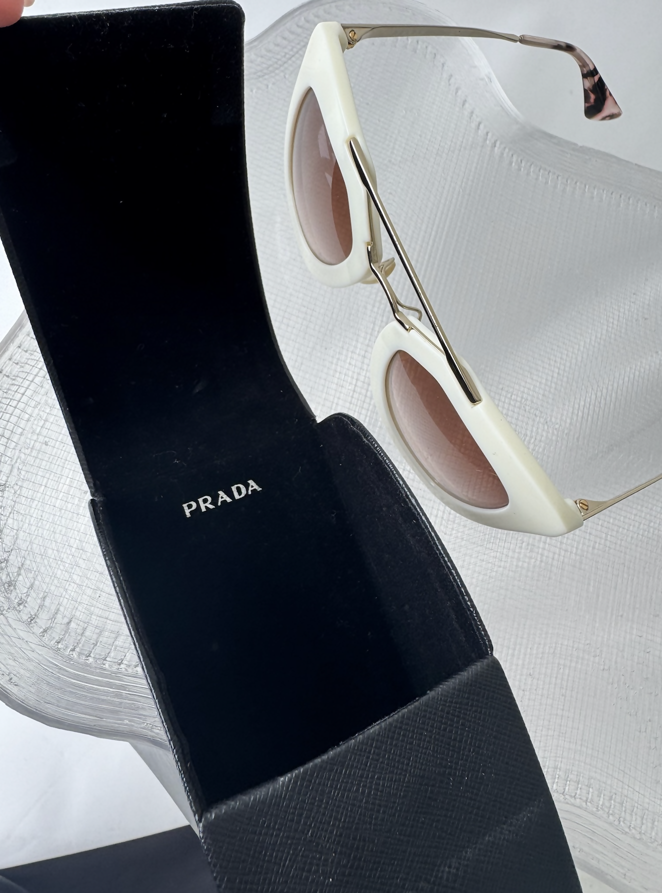 Prada Gold/White Gradient SPR 09Q Cat Eye Sunglasses