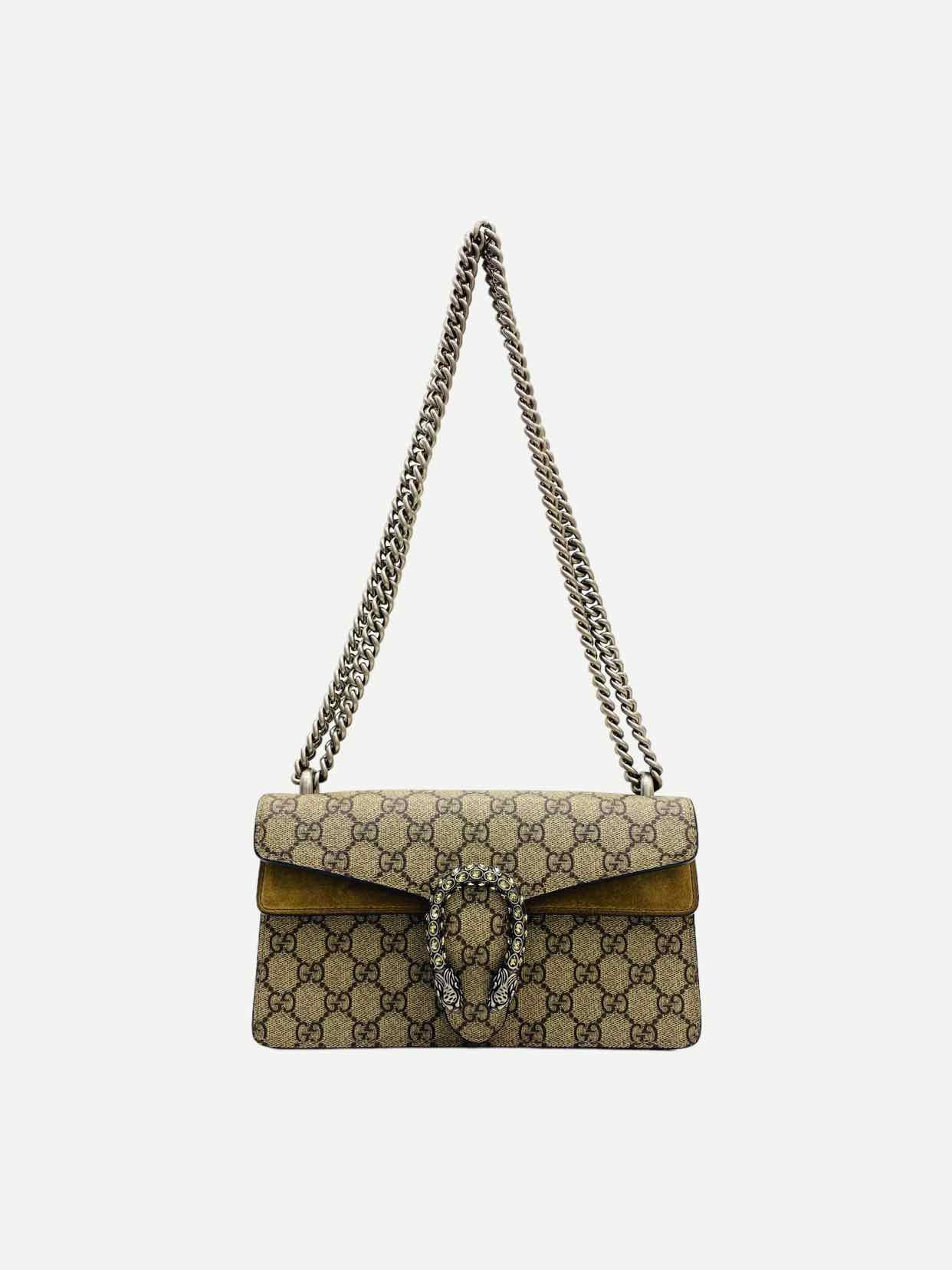 GUCCI Dionysus Beige GG Embossed Shoulder Bag