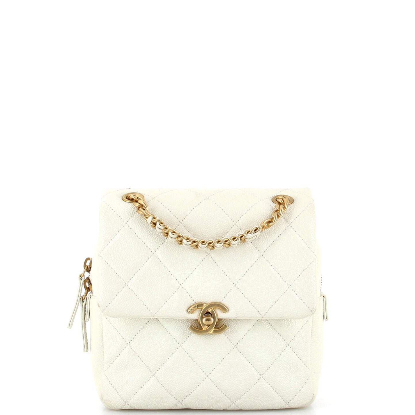 CHANEL Chain Melody Flap Backpack Quilted Caviar Small