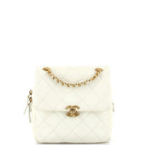 CHANEL Chain Melody Flap Backpack Quilted Caviar Small