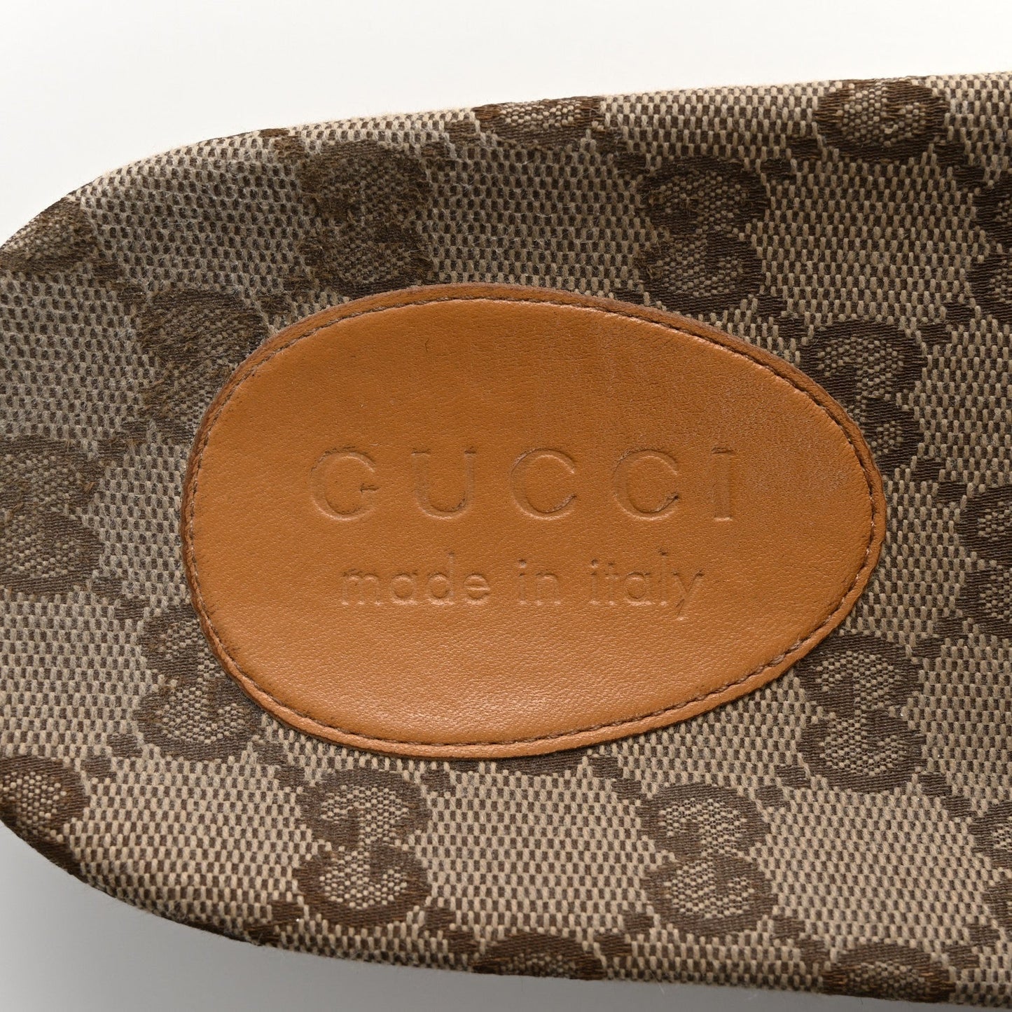 Amelia Canvas GG Monogram Mens Slide Sandals 10 Beige