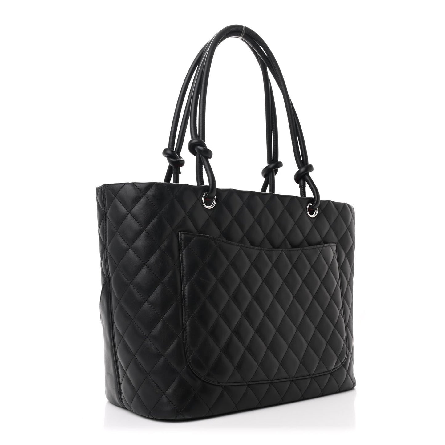 Amelia Calfskin Quilted Large Cambon Tote Black