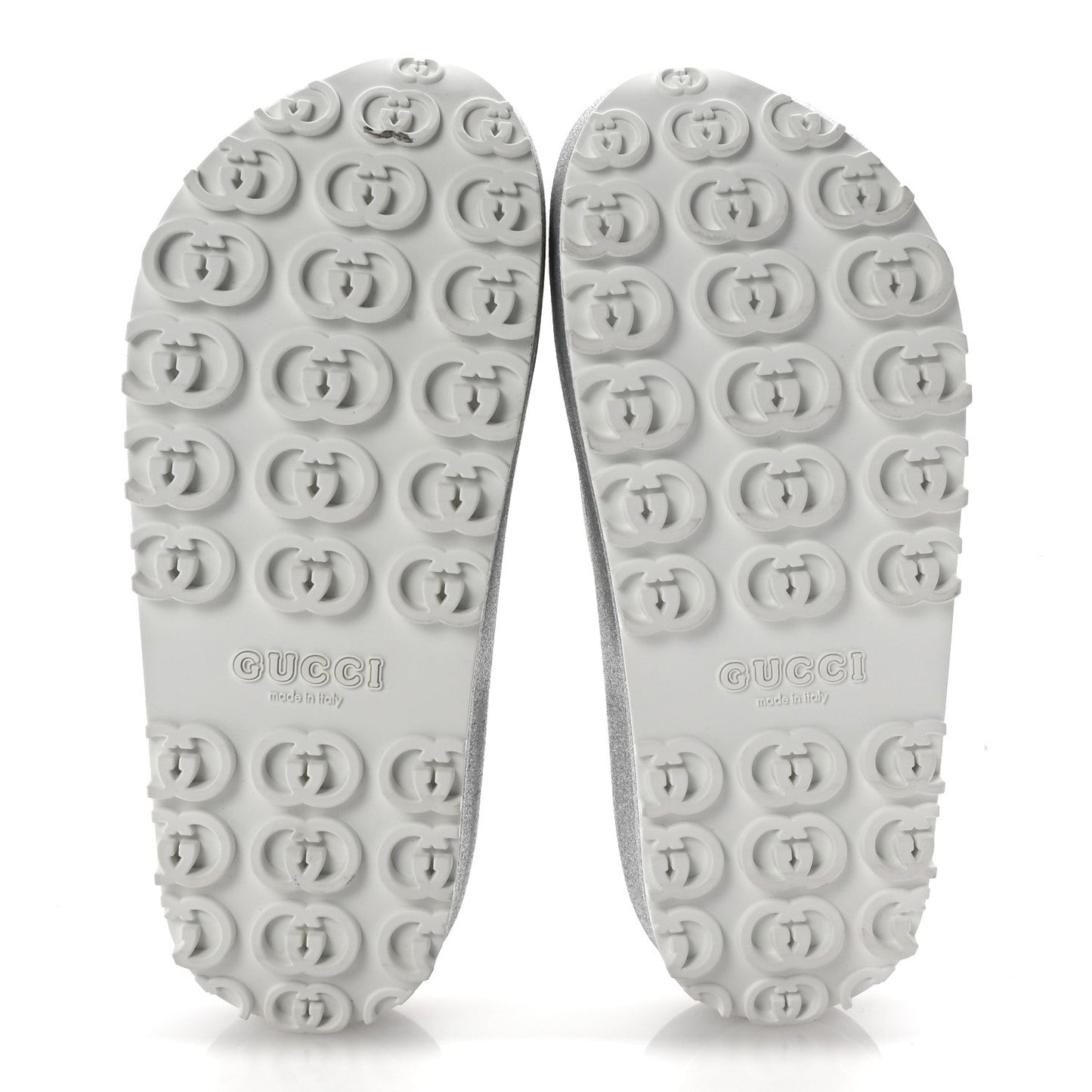 Amelia Glitter Rubber Womens InterLocking G Platform 42mm Slide Sandals 37 Silver
