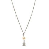 Amelia Pearl Crystal CC Pendant Necklace Silver