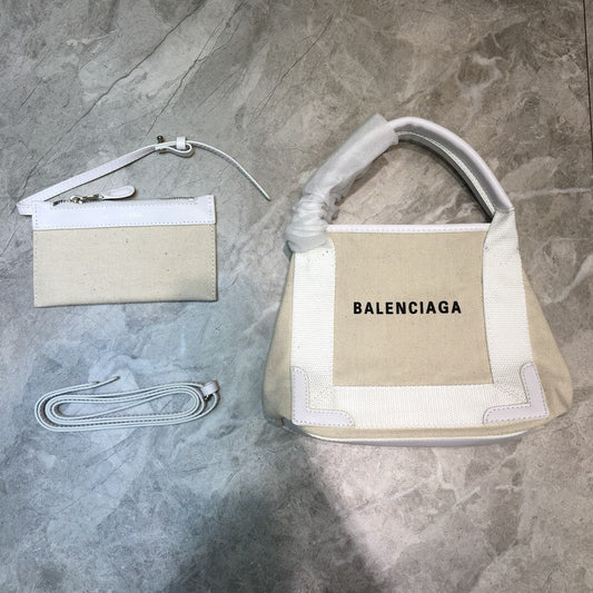 BLN-Ciaga Navy XS Tote Bag In White, For Women,  Bags 12.6in/32cm