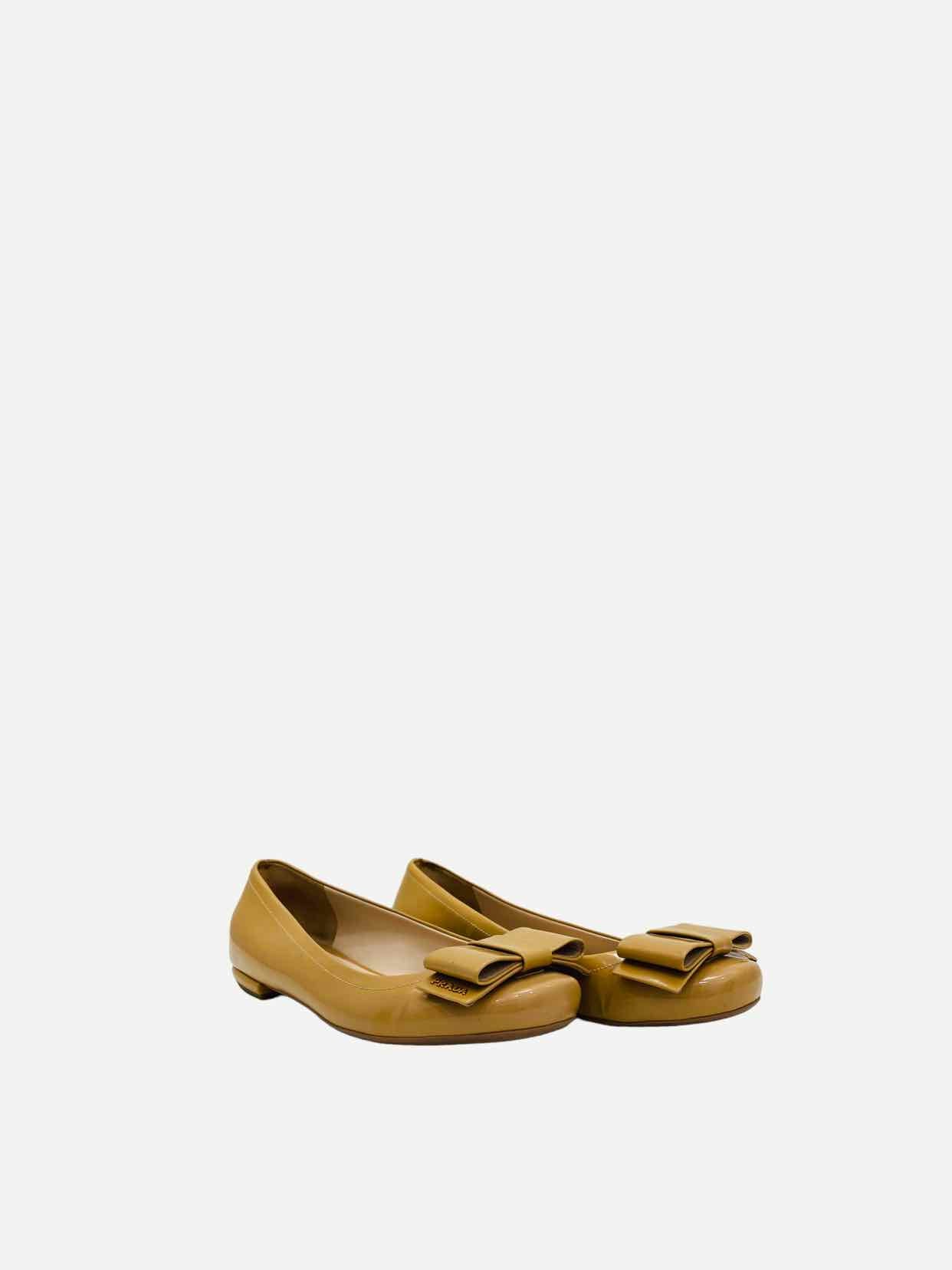 PRADA Bow Beige Size EU 39 Ballet Flats