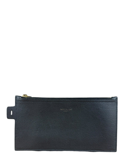 Saint Laurent Black Leather Zip Pouch