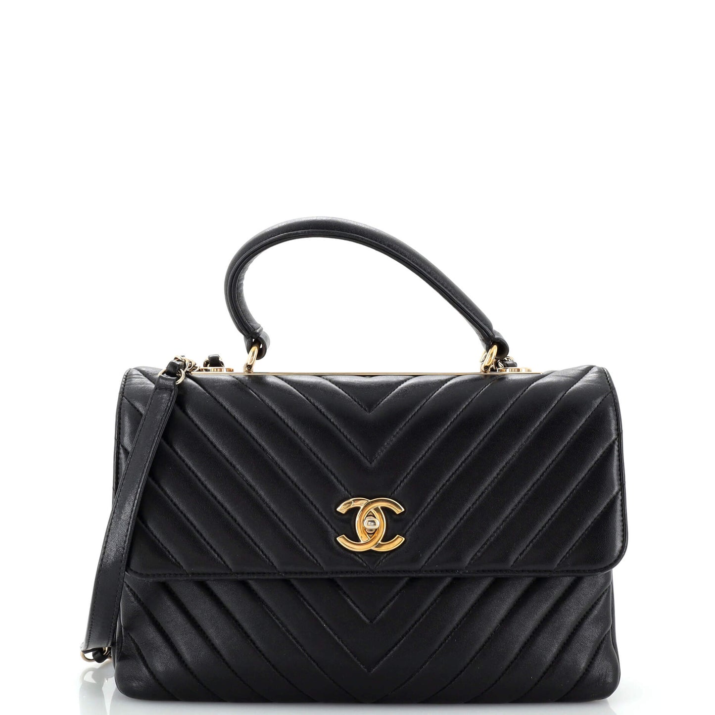 CHANEL Trendy CC Top Handle Bag Chevron Lambskin Medium