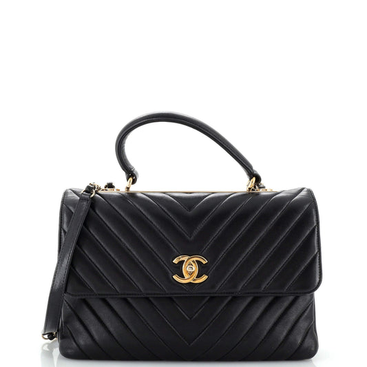 CHANEL Trendy CC Top Handle Bag Chevron Lambskin Medium