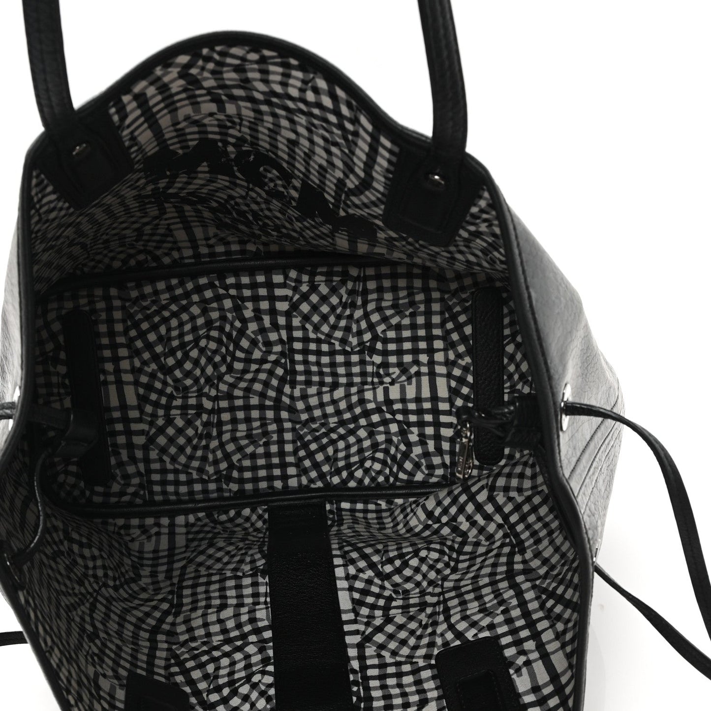 jmb        Grained Calfskin Visetos Medium Liz Reversible Shopper Tote Black