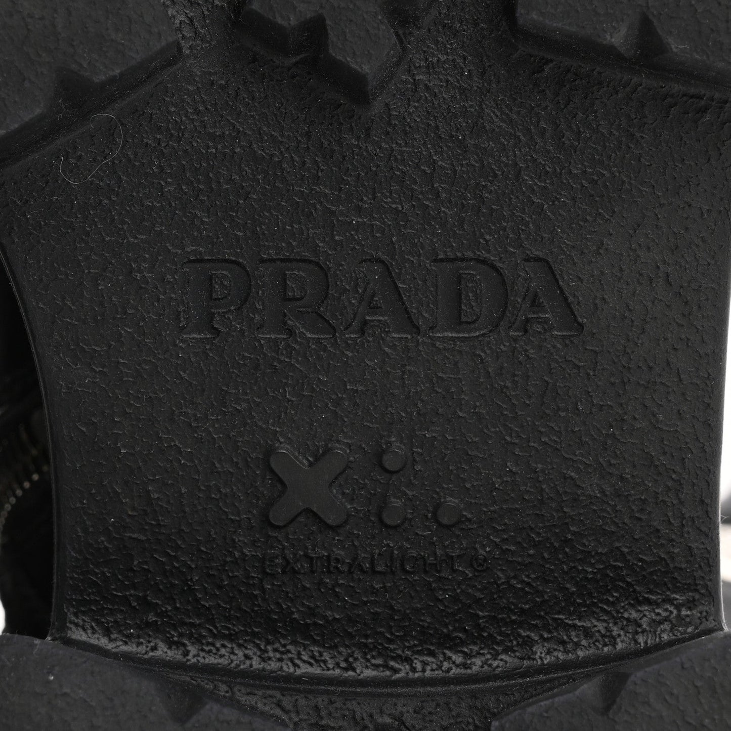 Prada Spazzolato Rois Re-Nylon Metal Triangle Logo Monolith Pouch Pocket 55mm Tall Combat Boots 36.5 Black