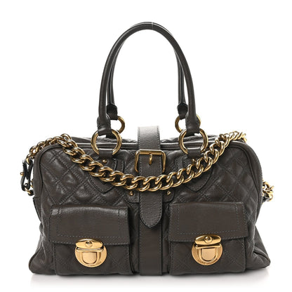 Marc Jacobs Calfskin Quilted Venetia Satchel Grey