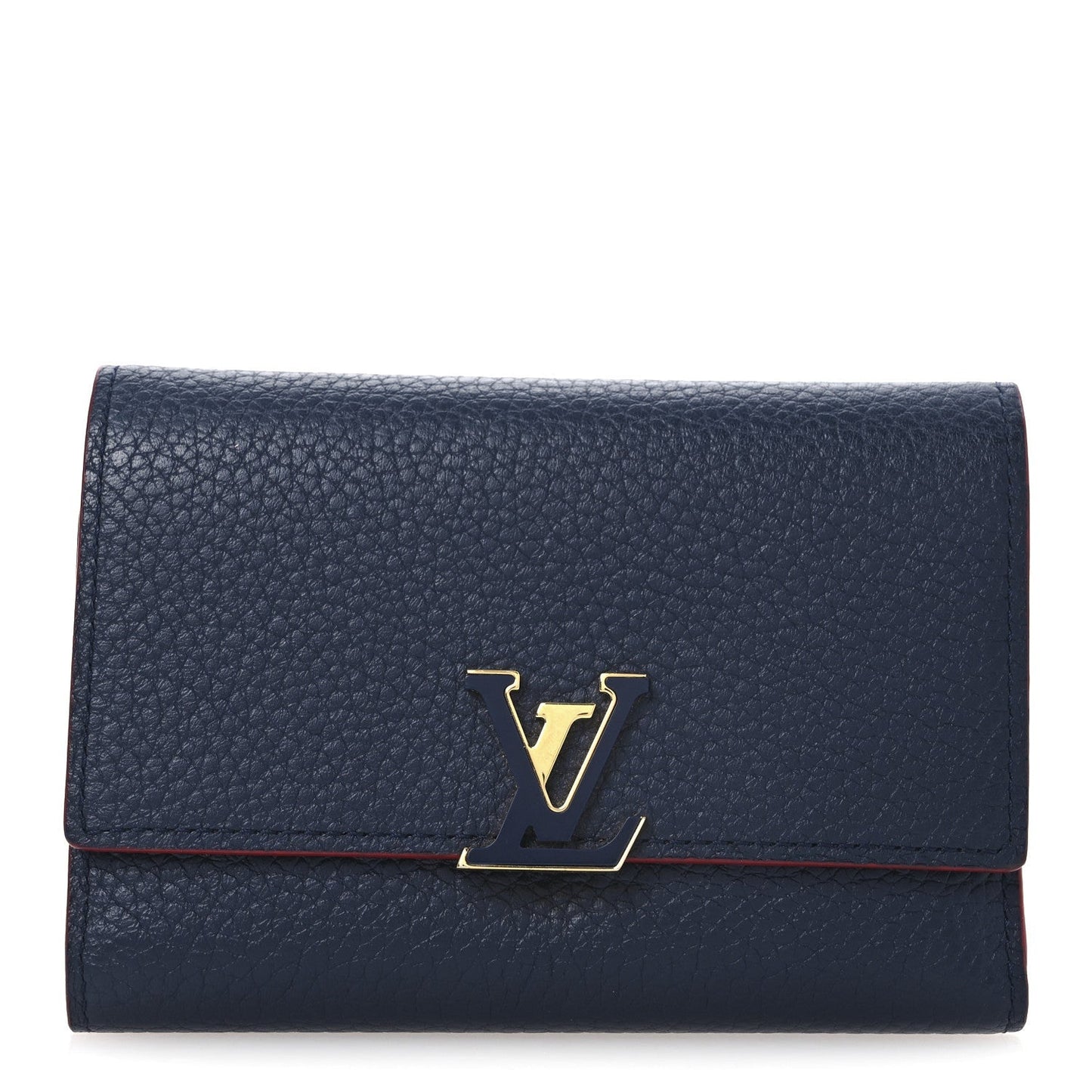 Louis Vuitton Taurillon Capucines Compact Wallet Marine Rouge