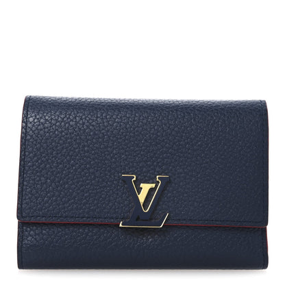 Louis Vuitton Taurillon Capucines Compact Wallet Marine Rouge
