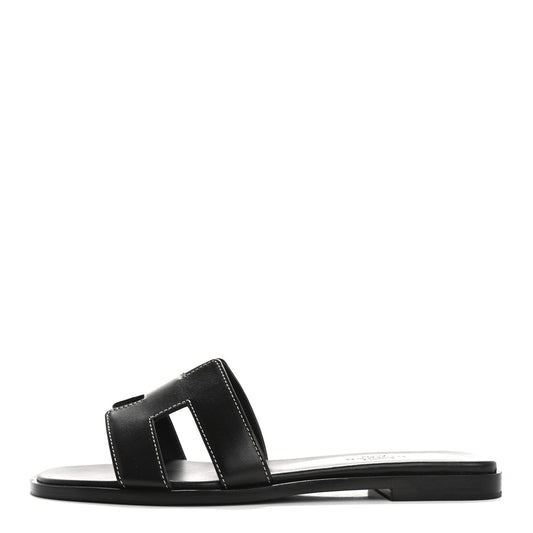 Amelia Box Calfskin Oran Sandals 36.5 Black