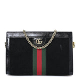 Amelia Suede Patent GG Web Small Ophidia Chain Shoulder Bag Black
