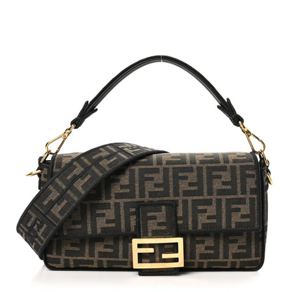 Amelia Fabric Jacquard FF 1974 Medium Baguette Tobacco Moro Black