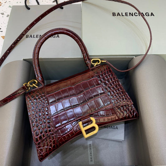 BLN-Ciaga Hourglass Small Handbag In Dark Red, For Women,  Bags 9in/23cm