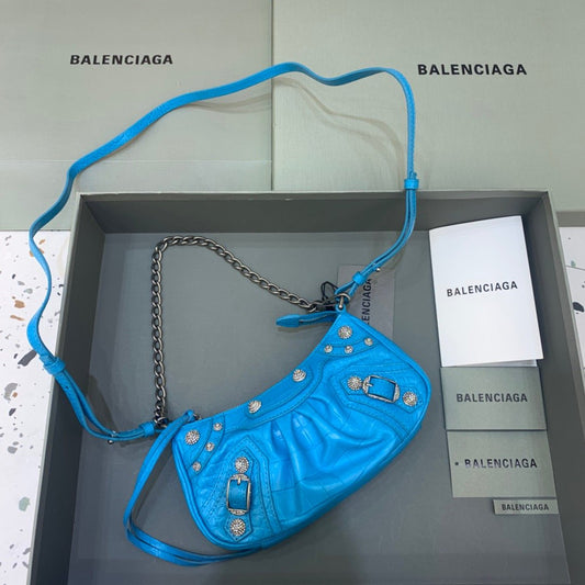 BLN-Ciaga Le Cagole Mini Bag With Chain Blue, For Women,  Bags 8.2in/21Amelia 69581423EJY4624