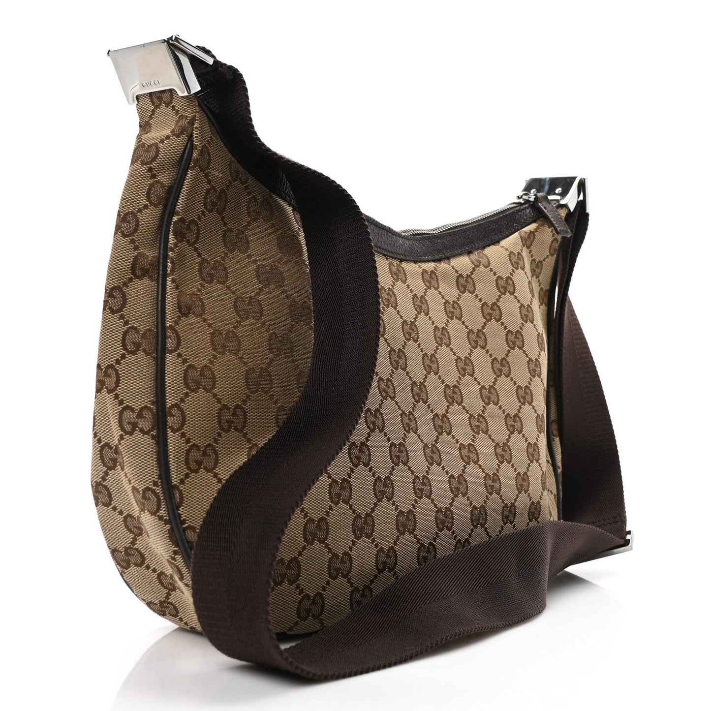 Amelia Monogram Medium Half Moon Hobo Dark Brown
