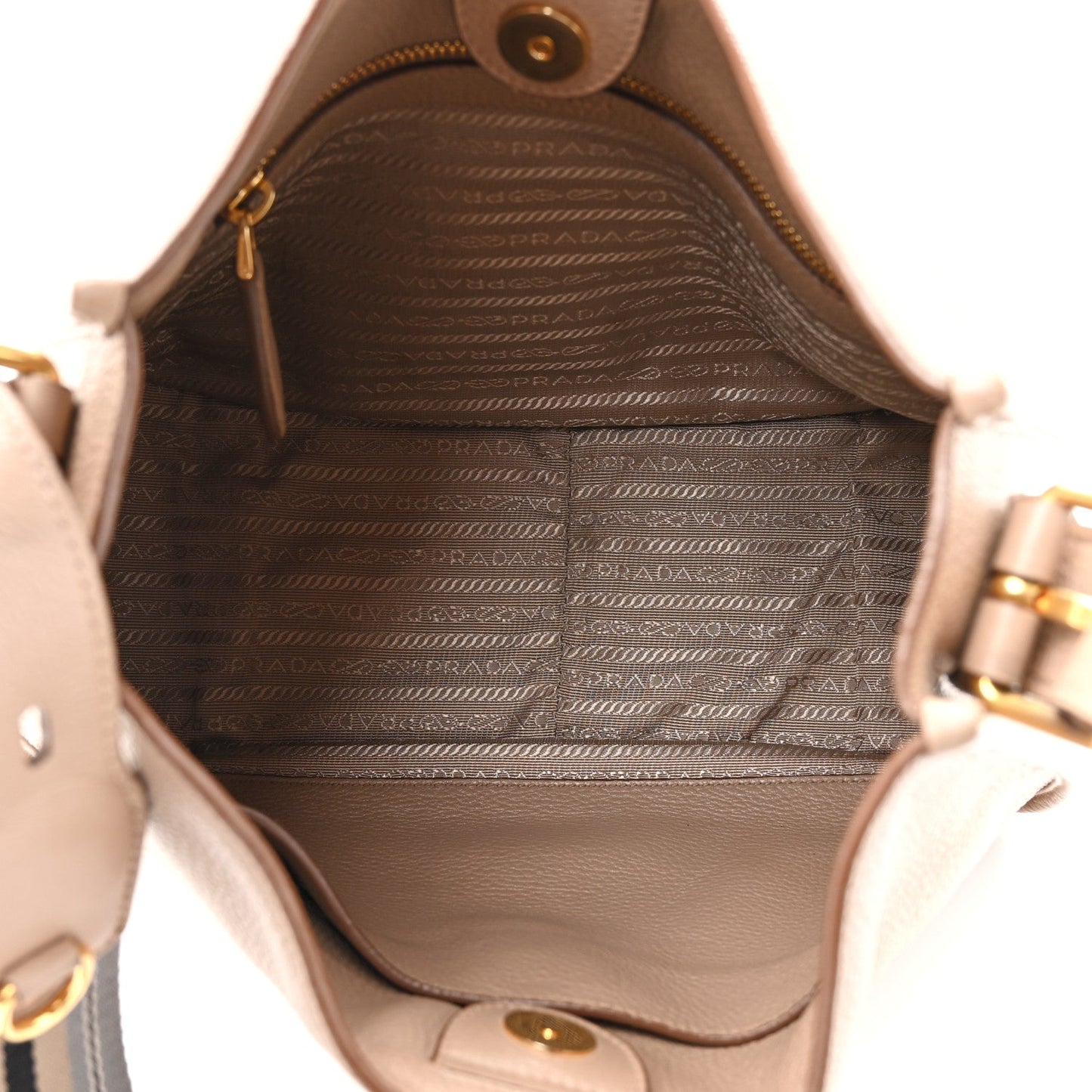Prada Vitello Daino Soft Hobo Messenger Bag Argilla
