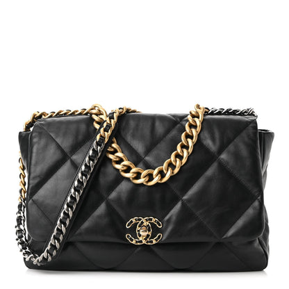 CHANEL QUILTED GOATSKIN MAXI CHANEL 19 FLAP BACK