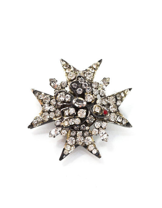 CHANEL   Rhinestone Star & Bird Brooch