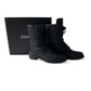 Chanel Black Leather CC Combat Boots sz 38