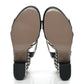 CHANEL CALFSKIN GROSGRAIN PEARL CC WEDGE SANDALS