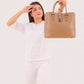 Coffee multi-compartment shoulder bag