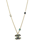 Chanel 31.5" Chain Necklace w/ Blue Stone CC