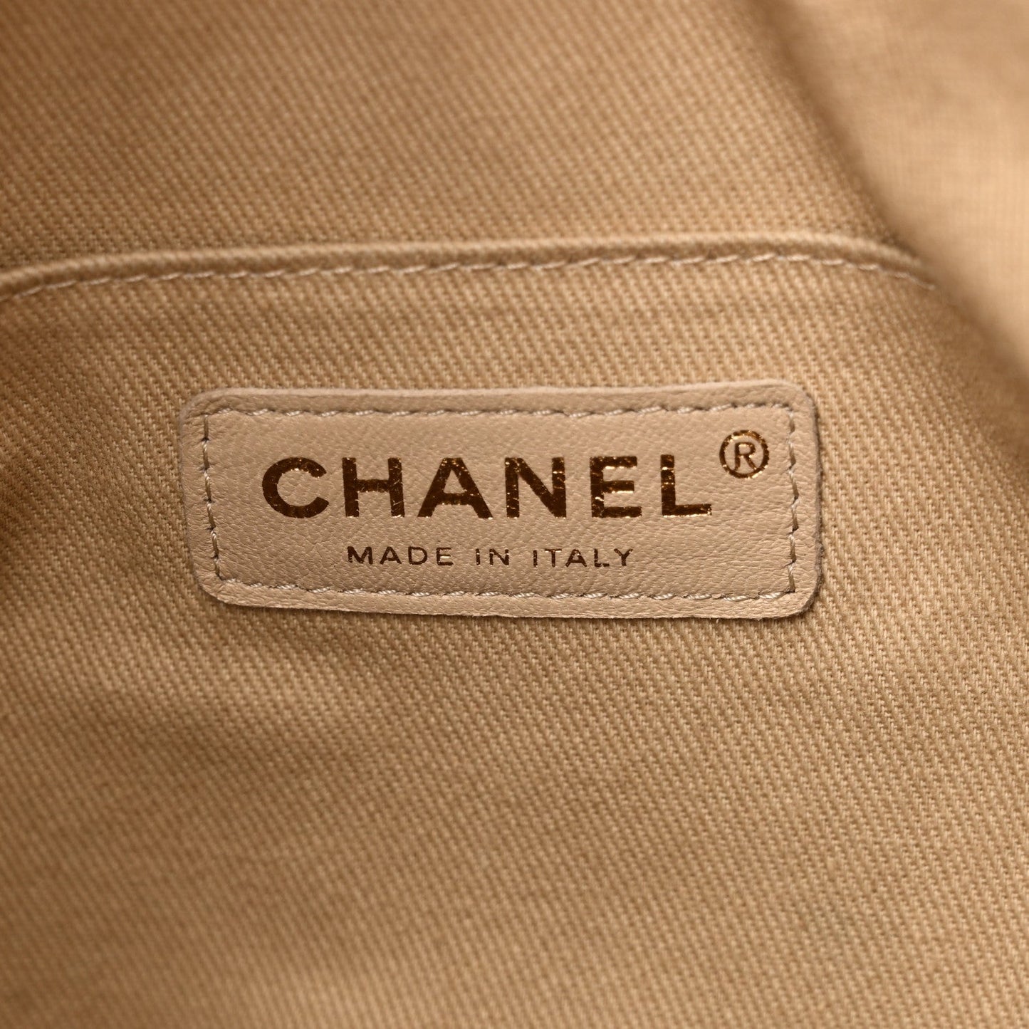 Amelia Caviar Stitched Shopping Tote Beige
