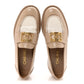 Amelia Shiny Calfskin CC Loafers 38 Beige White