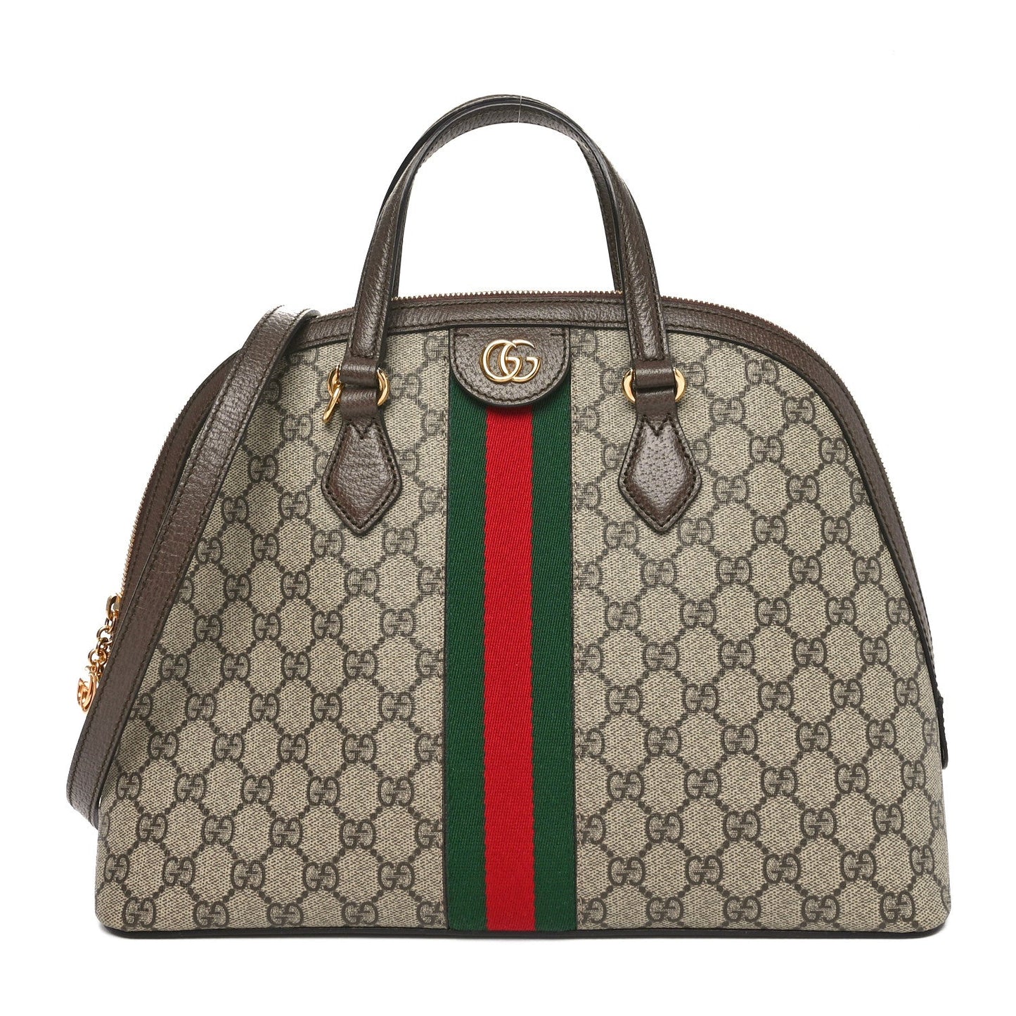 Amelia GG Supreme Monogram Web Medium Ophidia Top Handle Dome Bag Brown