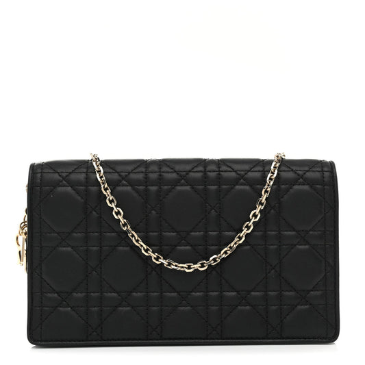 Christian Dior Lambskin Cannage Lady Dior Pouch Black