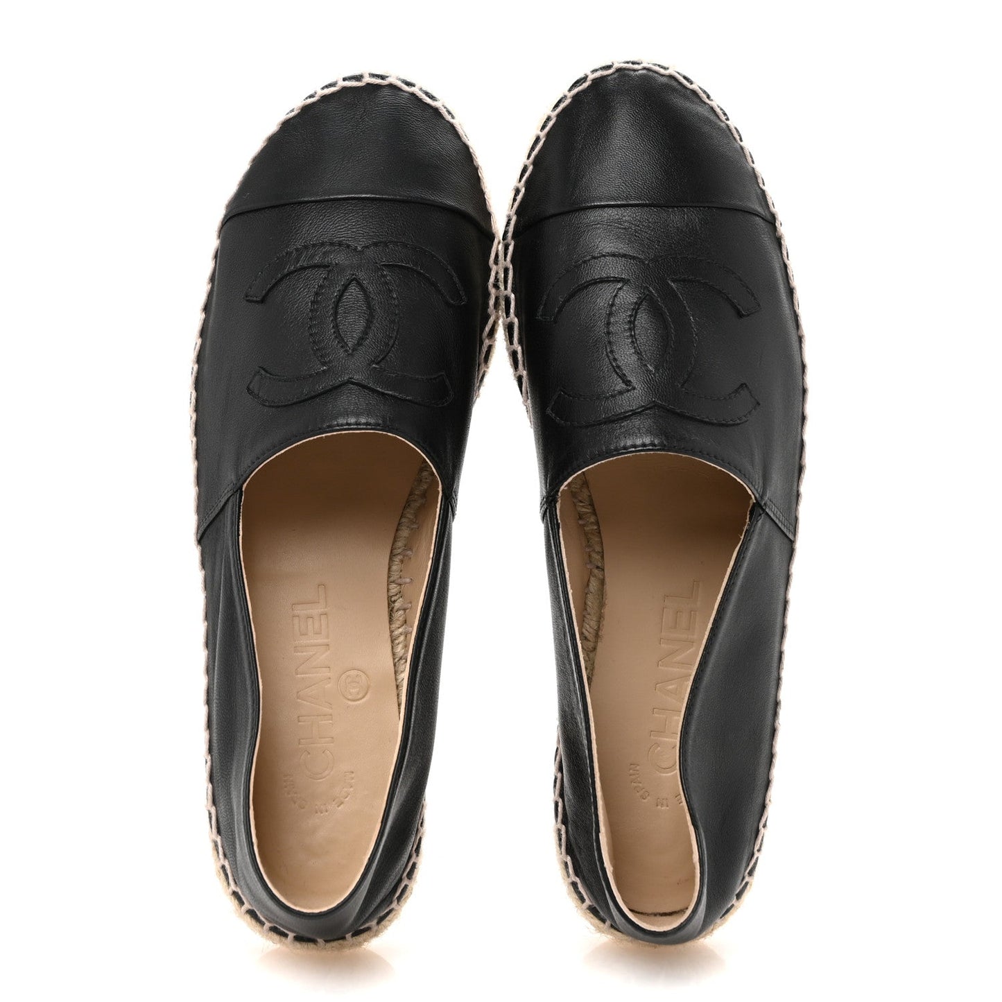 Amelia Lambskin CC Espadrilles 38 Black