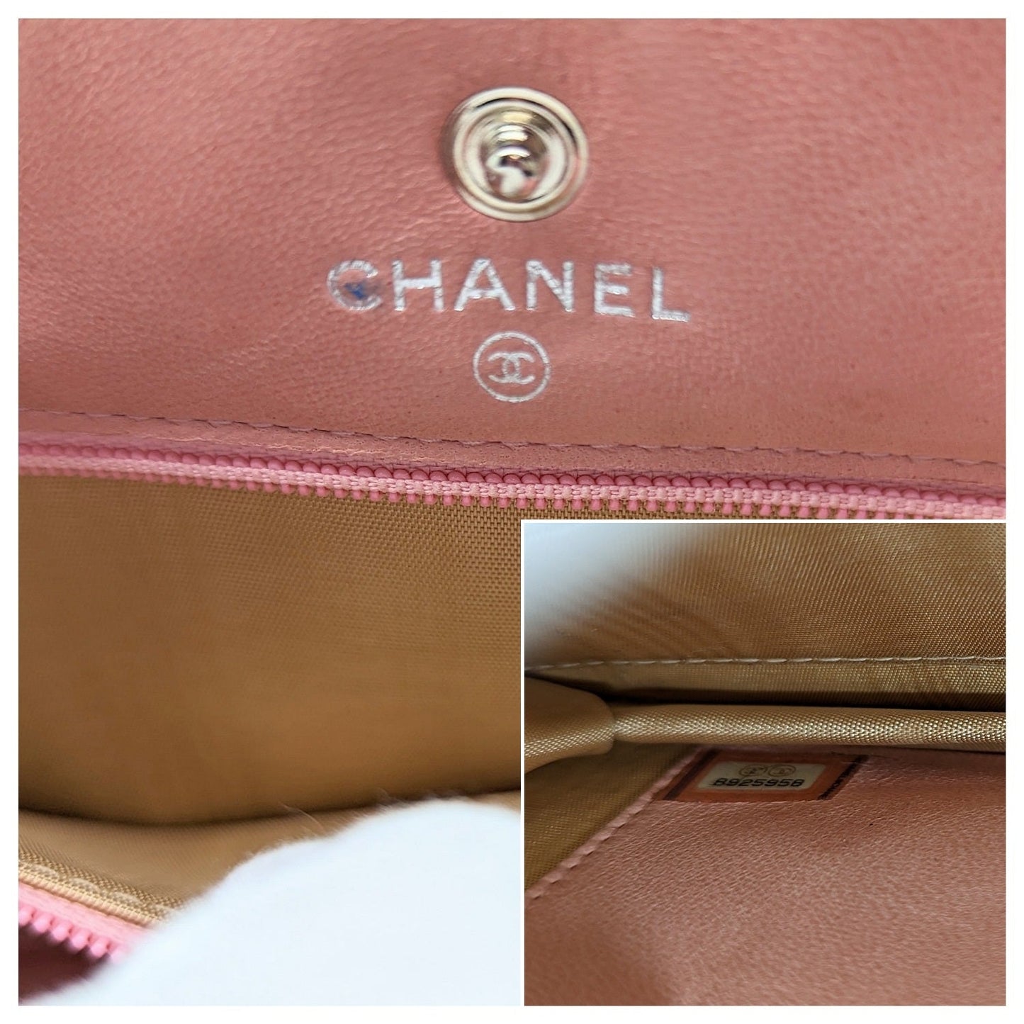 Chanel   Pink Caviar Timeless Wallet On Chain WOC