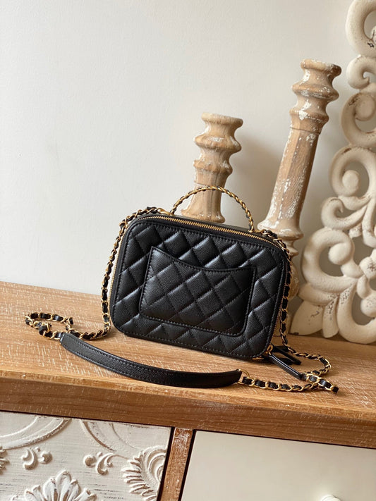 CHL -  Small Vanity Case Gold Hardware Black For Women Handbags, Shoulder Bags 5.9in/15AmeliaAS3228 B08008 94305